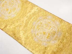 アンティーク　華紋に人物・樹木模様織り出し袋帯（着用可）